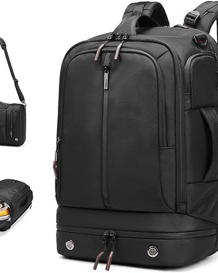 Somago 16 Inch Laptop Backpack Water Resistant Carry On Daypack Backpack Anti Theft Travel Rucksack Backpack with Shoe Compartment Shoulder Strap for Men Women, 33L (Black)