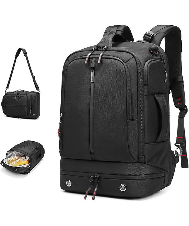 Somago 16 Inch Laptop Backpack Water Resistant Carry On Daypack Backpack Anti Theft Travel Rucksack Backpack with Shoe Compartment Shoulder Strap for Men Women, 33L (Black)
