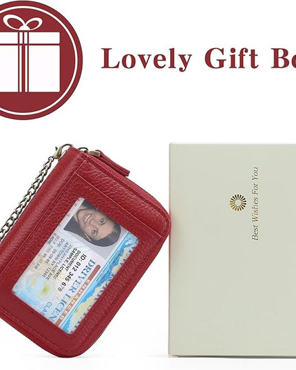 GOIACII Small Genuine Leather Wallet for Women, RFID Blocking Credit Card Holder Wallet