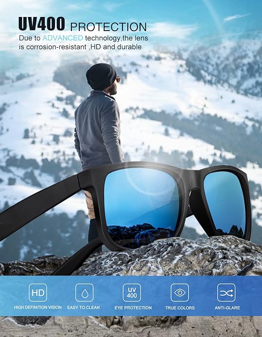 KALIYADI Sunglasses Men Polarized Sun glasses for Mens Womens Classic Matte Black Frame UV Protection 3pack