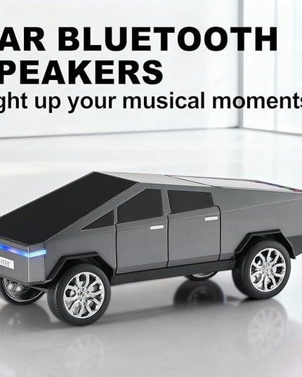 Futuristic Pickup Truck Bluetooth Speaker with LED Display Screen – TWS Stereo, FM Radio, USB/TF Playback, LED Headlights, Built-in Mic, Gift for Truck Fans, Auto Style Lovers&Tech Collectors (Gray)