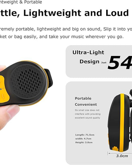 Wearable Bluetooth Speaker Clip On, Small Portable Speaker, Waterproof Bluetooth Mini Speaker with Microphone for Workout Running Up to 24H Playtime(Black+Orange)