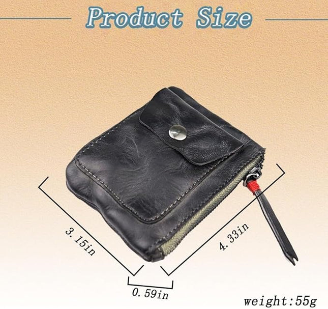 ZYLOXAR Genuine Leather Coin Pouch with Zipper Snap Closure Crazy Horse Wallet for Women (Black)