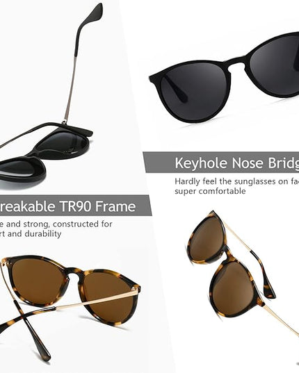 SUNGAIT Premium Vintage Round Sunglasses for Women Men Classic Retro Trendy Style