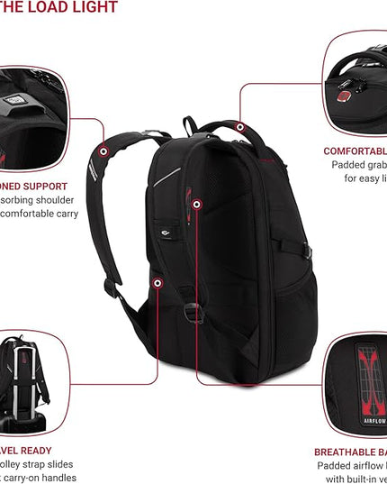 SwissGear 1900 Scansmart Mini/Slim Version, Fits Most 13 Inch Laptops and Tablets, TSA Friendly Backpack, Black