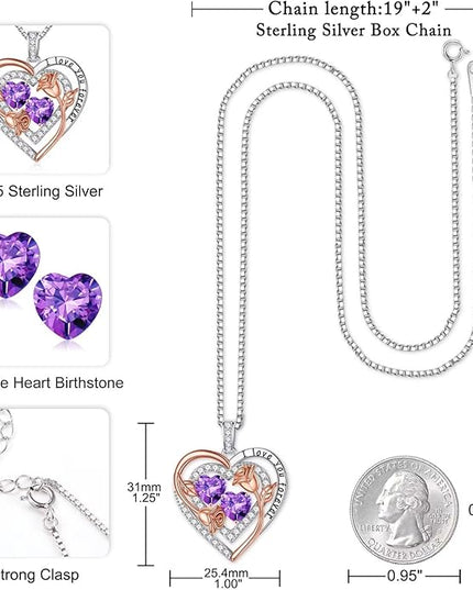 Iefil Christmas Gifts for Women - Sterling Silver Birthstone Necklace Anniversary Birthday Gifts for Her Wife Mom Daughter