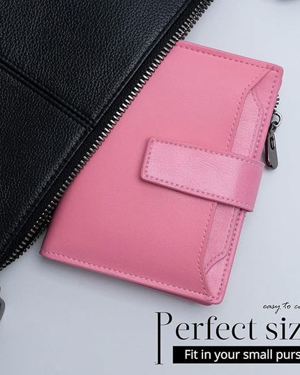 Bveyzi Women's Small Leather RFID Blocking Bifold Zipper Pocket Wallet Ladies Credit Card Slots Purse with id Window