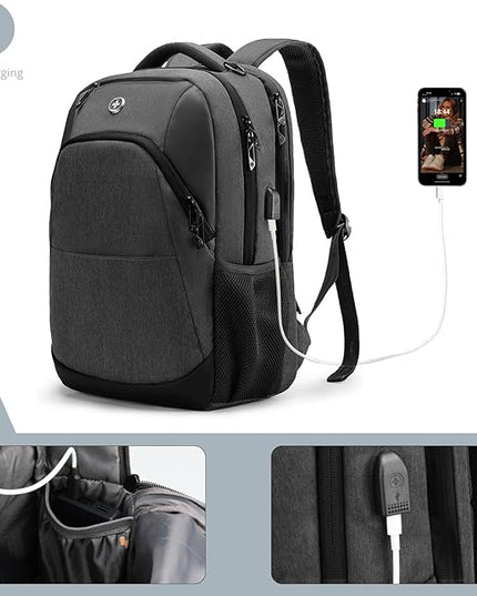 Swissdigital Design Travel Laptop Backpack for Men and Women, College Backpack with USB Charging Port for Fits 16 Inch Notebook, Grey | SD1670-02