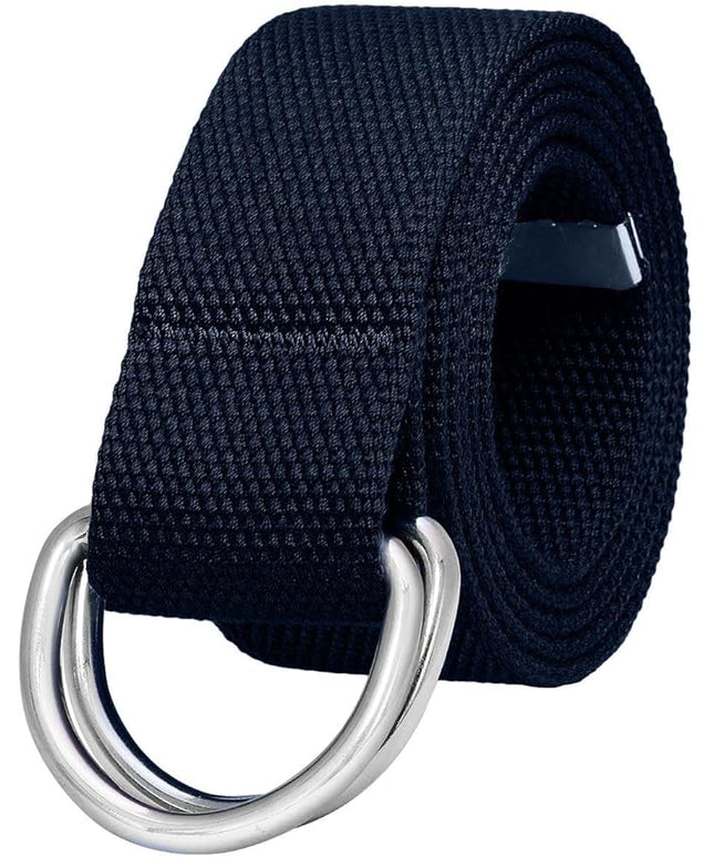 Falari Canvas Web Belt Metal Double D Ring Buckle for Men Women Casual Cloth Military Style Belt 1 1/2" Wide