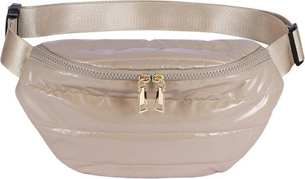 Fanny Packs for Women Fashion Waist Packs Quilted Puffer Belt Bag Puffy Crossbody Bags Sling Purse for Women Travel Running