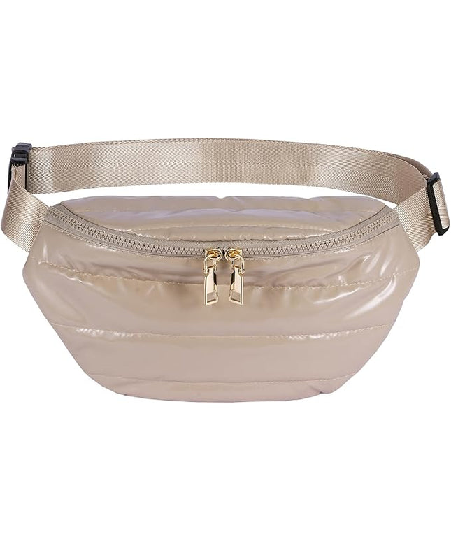 Fanny Packs for Women Fashion Waist Packs Quilted Puffer Belt Bag Puffy Crossbody Bags Sling Purse for Women Travel Running