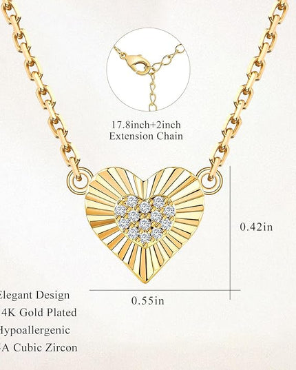 Dainty 14k Gold Heart Necklace, Birthstone Necklace for Women Trendy, Tiny Cubic Zirconia Choker Pendant Necklaces, Cute Love Jewelry Birthday Gifts for Girlfriend Daughter Niece Wife Her