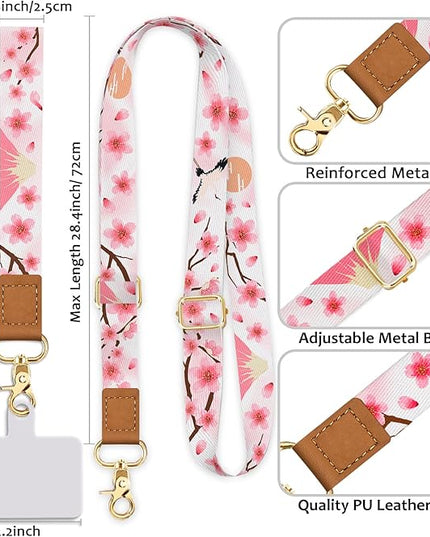 Cell Phone Lanyard Crossbody with Wrist Strap, Flower Lanyards for around the Neck Wristlet Adjustable Strap Spring Cute for Keys Case ID Badges Phone Accessories