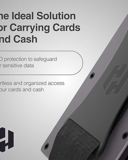 Hayvenhurst Wallet For Men - Reinvented Design Men's Wallet - Slim, Minimalistic & Seamless, Blocks RFID Scanners with a Cash Strap (Gunmetal)