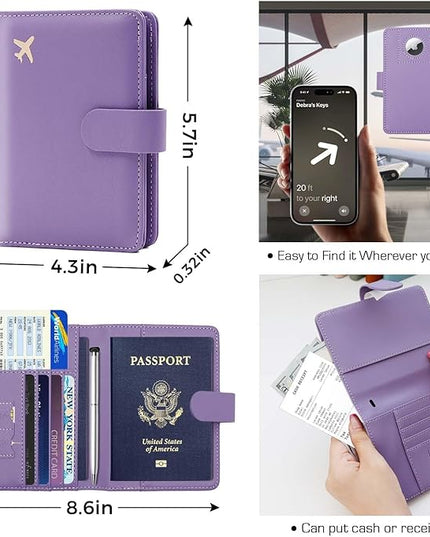 Melsbrinna Premium Leather Passport Holder Covers Case, Waterproof Rfid Blocking Travel Wallet Passport Holder with Pen Holder, Cute Passport Book for Women/Men