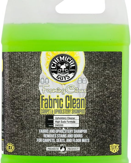 Chemical Guys CWS203 Foaming Citrus Fabric Clean Carpet & Upholstery Cleaner (Car Carpets, Seats & Floor Mats), Safe for Cars, Home, Office, & More, 128 fl oz (1 Gallon), Citrus Scent