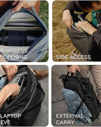 Peak Design Everyday Totepack 20L, Eclipse, Weatherproof Shell, Top and Side Access, FlexFold Dividers, Laptop Sleeve, Internal Pockets, Backpack or Hand Carry, Versatile Tote Bag for Women and Men