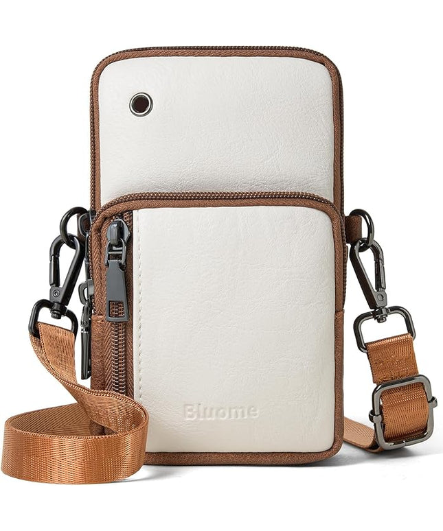 Bluome Small Crossbody Phone Purse for Women –PU Leather Crossbody Handbag Wallets Shoulder Travel Bag with Headphone Jack