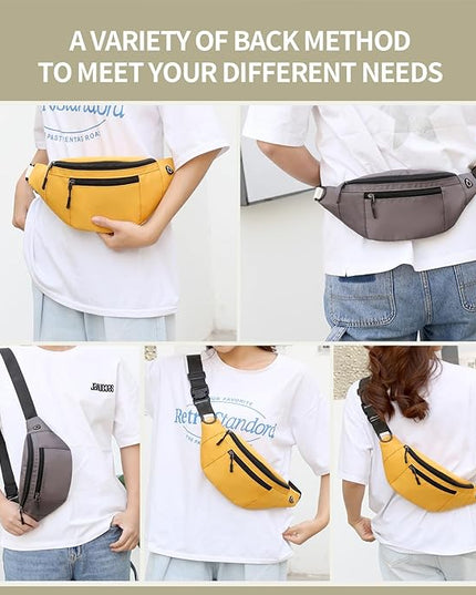 DAITET Crossbody Fanny Pack for Men&Women,Large Waist Bag & Hip Bum Bag with Adjustable Strap for Outdoors Workout Traveling Casual Running Hiking Cycling