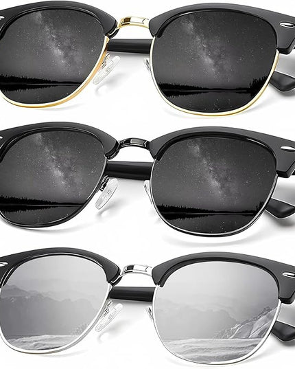 KALIYADI Sunglasses Men Polarized Sunglasses for Men Women Unisex Semi-Rimless Frame Retro Driving Sun Glasses UV Blocking