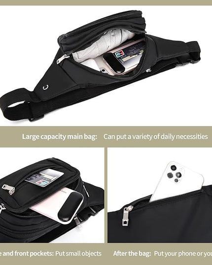 DAITET Crossbody Fanny Pack for Men&Women,Large Waist Bag & Hip Bum Bag with Adjustable Strap for Outdoors Workout Traveling Casual Running Hiking Cycling