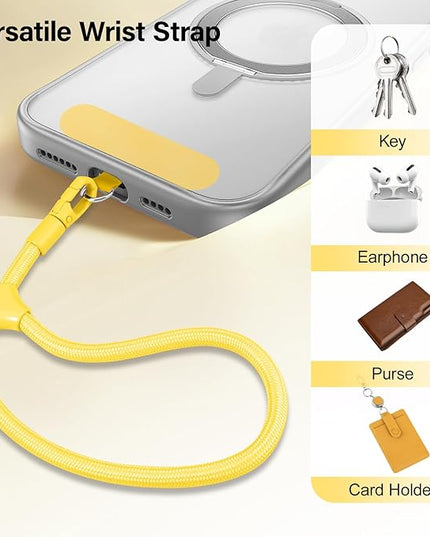 Dadanism Phone Wrist Strap, Universal Adjustable Hand Wrist Strap Lanyard for iPhone 17 and Most Smartphones, Multifunctional Patch Lanyard with Phone Tether Tab for Women and Men, Yellow