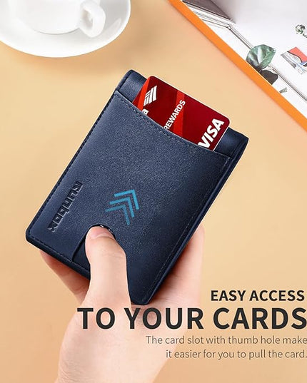 RUNBOX Slim Money Clip Wallets for Men RFID Blocking 11 Card Holder Minimalist Small Thin Carbon Leather Bifold Mens Front Pocket Wallet Gift Box