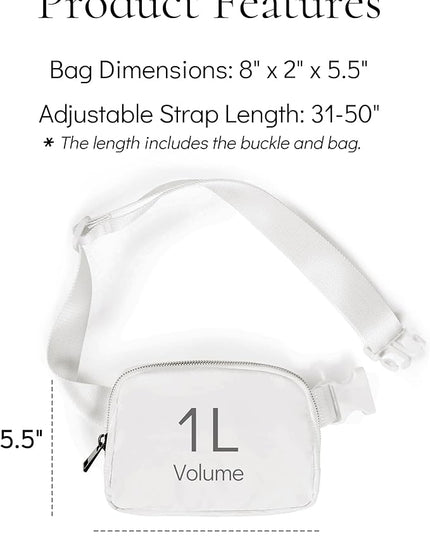 YOSHUYUKI Fanny Pack Crossbody Bag Trendy Waterproof Small Sling Cross Body Purse for Women Men Fashion Waist Packs Mini Belt Pouch Chest Bum Hip Bag Lulu Dupes for Travel Vacation Running Frost