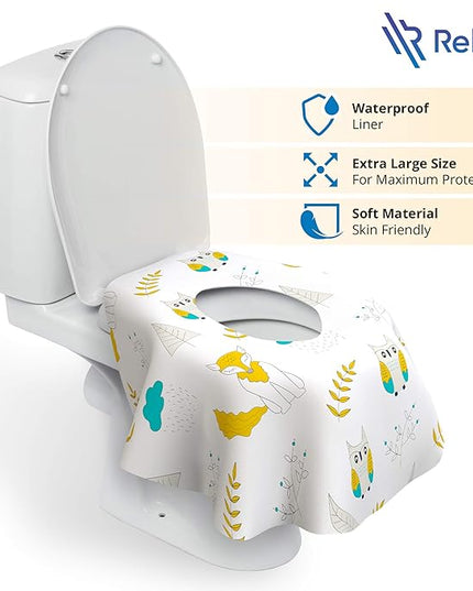 Toilet Seat Covers Disposable - 20 Pack - Waterproof, Ideal for Kids and Adults – Extra Large, Individually Wrapped for Travel, Toddlers Potty Training Public Restrooms (Owls, 20)