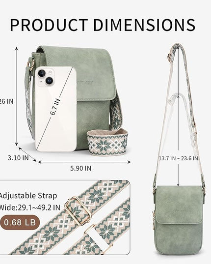 APHISON Small Crossbody Bags for Women Trendy, Leather Phone Wallet Purses Handbags Card Slots with Adjustable Guitar Strap