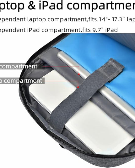 DUSLANG 17 Inch Travel Laptop Backpack Water Resistant College Backpack for Men Laptop Bag with USB Charging Port,Light Grey