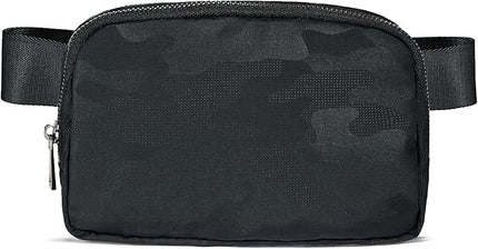 YOSHUYUKI Fanny Pack Crossbody Bag Trendy Waterproof Small Sling Cross Body Purse for Women Men Fashion Waist Packs Mini Belt Bag Pouch Chest Bum Bag Lulu Dupes for Travel Vacation Running Black Camo