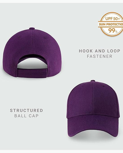 2-Pack Classic Structured Baseball Cap Adjustable Snapback Multipack Ball Caps for Custom Embroidery Running Workouts Outdoor