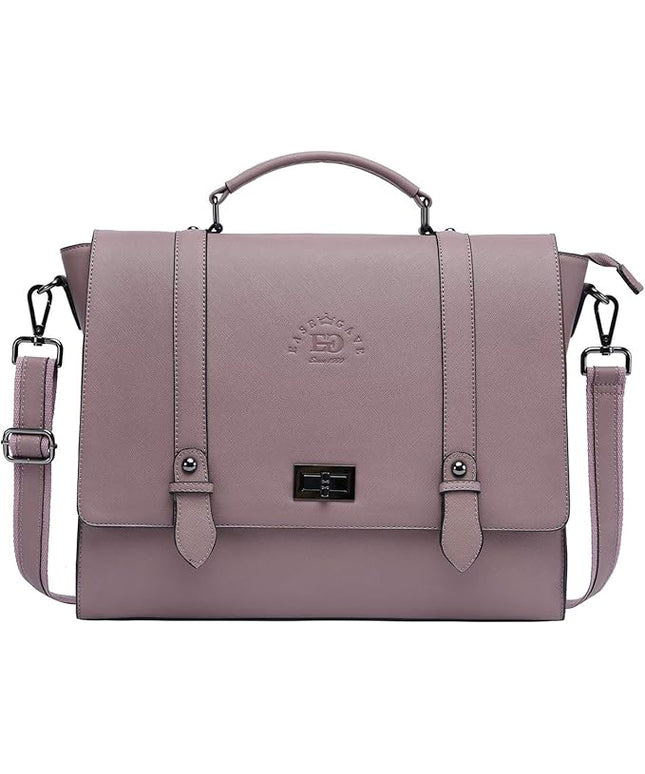 EaseGave Women's 17 Inch Laptop Briefcase, Vintage Purple Saffiano Eco-leather, Multi-Compartment, 3 lb Weight Capacity