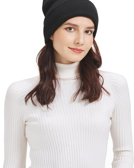 Zylioo Plus Size Fleece Lined Beanie Hat,2XL/XL/L/M/S Thermal Knitted Hat,Winter Warm Lined Snow Hats for Women Men