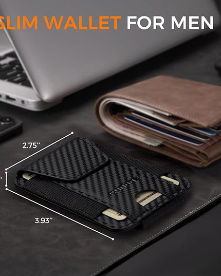 RUNBOX Slim Wallet for Men Front Pocket wallet with Magnetic Money Clip Minimalist Leather RFID Blocking wallet