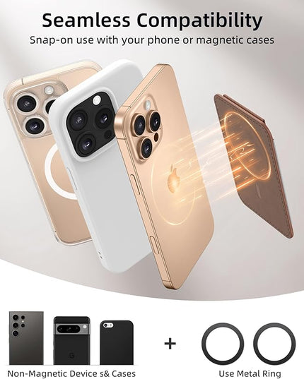 Magsafe Wallet with Angle Adjustable Stand, Magnetic Card Holder for iPhone 16/15/14/13/12 Series (Not for iPhone Mini), 1 Slot, 6 Cards, Brown