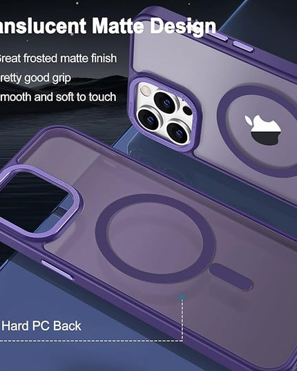 Hython Case for iPhone 12 Pro Max Case Magnetic Translucent Matte Phone Cases 6.7" [Compatible with MagSafe] Thin Slim Fit Shockproof Bumper Hard Protective Cover for Women Men Girls, Deep Purple