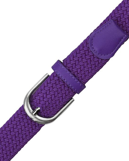 Falari Men Women Multicolored Elastic Stretch Braided Belt Canvas Fabric Woven No Holes Belt