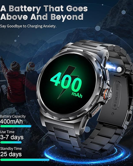 Military Smart Watch for Men(Answer/Dial Calls),1.46'' AMOLED Touchscreen/5ATM Waterproof/120+ Sports Modes Fitness Watch with Blood Pressure/Heart Rate/SpO2/Pedometer for Android/iOS Smartwatch