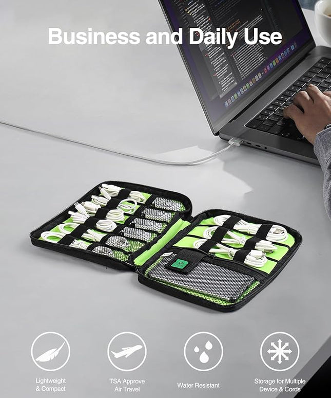 Luxtude Travel Cable Organizer Bag, Flat Cord Organizer Case, Travel Essentials for Wire/Cord/Charger/Cable Storage/Tech Accessories/Tech Gifts