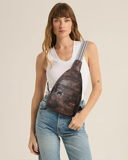 7L Sling Bag for Women Men Vegan Leather Crossbody Bags Fanny Pack Purse Backpack Over Shoulder Bag Travel Anti Theft