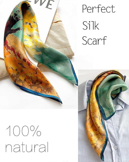 kcctoo 27.5" Mulberry Silk Feeling Head Scarf Women's Fashion Square Neck Satin Scarfs for Bag Hair Scarves Gift