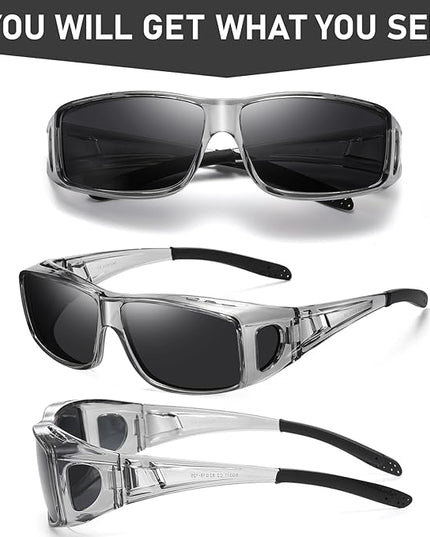 Wzerry Sunglasses Fit Over Glasses Polarized for Men Women, Wrap-Around Glasses UV400 Protection for Driving and Outdoor