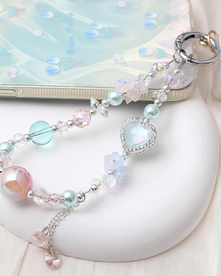 Beaded Phone Wrist Strap,Crystal Keychain Wristlet,Camera Strap Wrist,Cute Phone Chain Wristlet Purse Bag Charms