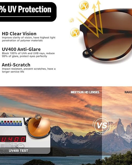 MEETSUN Retro Oversized Aviator Sunglasses for Women Men Trendy 70s 80s Vintage Square Aviators 3 Pack UV400