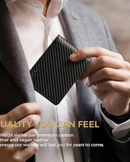 RUNBOX Wallet for Men Bifold RFID Blocking Wallets with 2 ID Window 14 Card Holders 1 cash pocket 1 Gift Box