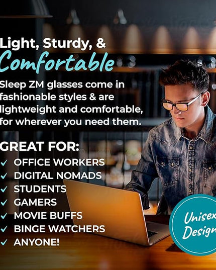 100% Blue Light Blocking Glasses - Women + Men - Better Sleep - Anti Eye Strain Protection - Computer Screens Gaming