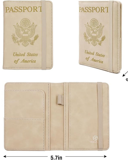Melsbrinna Premium Leather Passport Holder Covers Case, Waterproof Rfid Blocking Travel Wallet Passport Holder with Pen Holder, Cute Passport Book for Women/Men