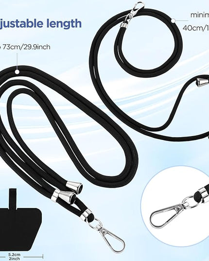 CACOE Phone Lanyard-2 PCS Adjustable Neck Strap,Universal Crossbody Multifuctional Cell Phone Lanyards Compatible with Most Smartphones(Black+Light Blue)